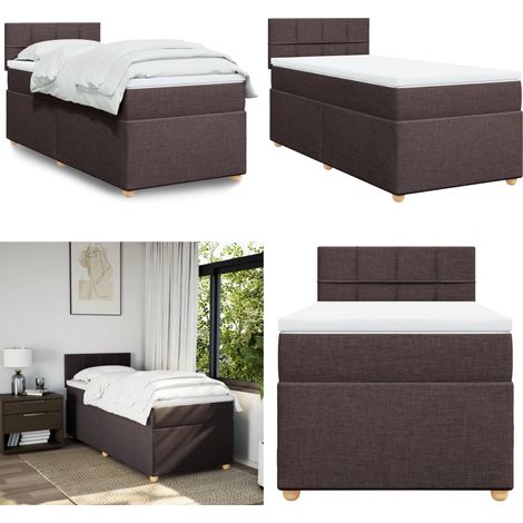 Sommier à lattes de lit avec matelas Marron foncé 80x200 cm - Sommier à lattes - Matelas à ressorts ensachés (1/5)
