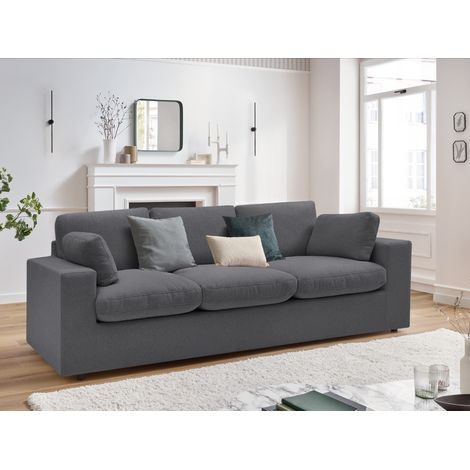 BOBOCHIC - Canapé droit fixe compact BELAIR Gris foncé (1/5)