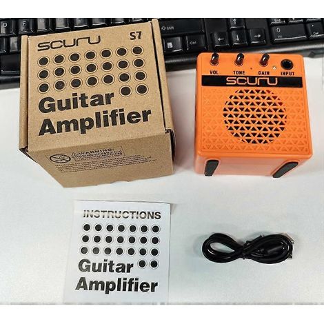 Scuru 8W Kleiner E-Gitarrenverstärker, tragbarer Gitarrenübungslautsprecher für tägliches Üben und Straßenauftritte
