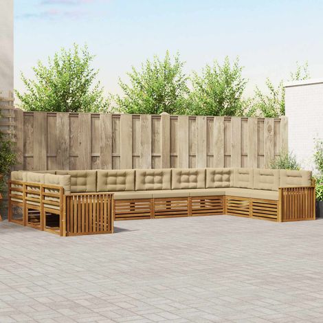 vidaXL Ensembles de canapés 8 pc Naturel et Beige Bois d'Acacia Massif (1/5)
