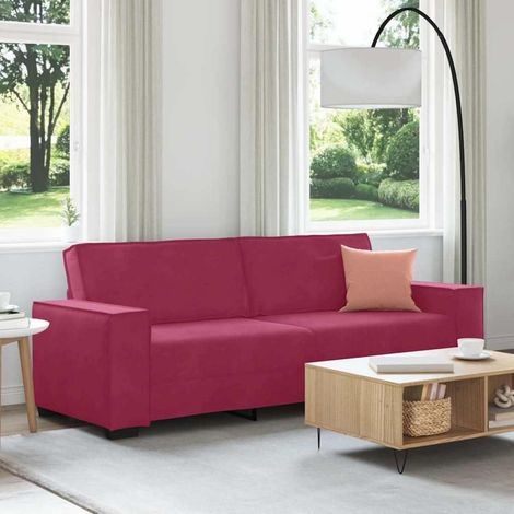 3-Sitzer Sofa 220 cm Stoff mit breiten Armlehnen, Weinrot (1/5)