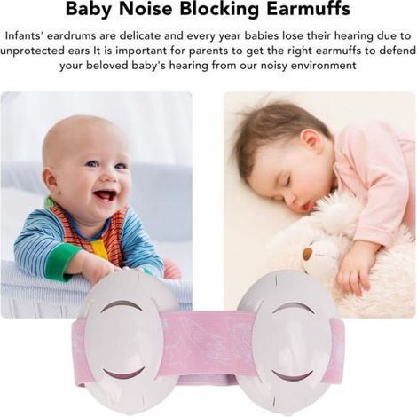 Cache-oreilles anti-bruit pour bébé - Protection auditive - Rose (1/4)