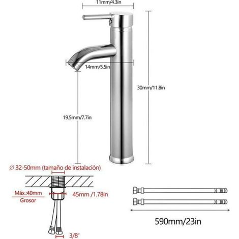 Robinet De Lavabo - Laiton Massif - Finition Chrome Miroir - Aérateur ABS - Économie D Eau 30 - Unité (1/4)