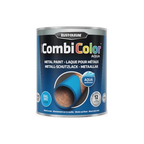 Peinture anti-rouille CombiColor Aqua - bleu RAL 5012 - 750 mL - RUST-OLEUM (1/3)