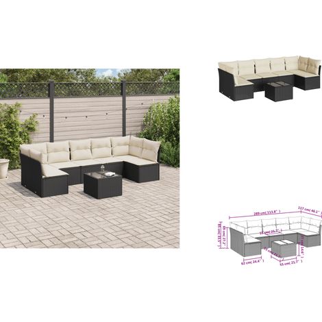 8-tlg. Garten-Sofagarnitur mit Kissen Schwarz Poly Rattan - Gartenmöbel Set - PE-Rattan Möbel - Outdoor Sofa - Esstisch - Lounge Set (1/3)