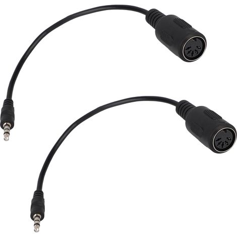 2pcs Adaptateur MIDI Type-A vers 3,5mm, 15cm Câble Breakout MIDI Femelle vers TRS 3,5mm Mâle Convertisseur Audio pour Claviers Synthés & DAWs(Noir) (1/5)