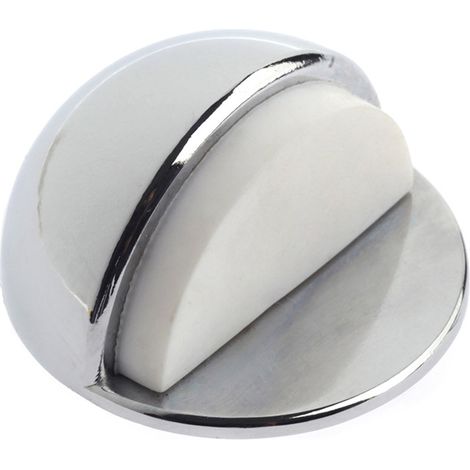 Tope de puerta adhesivo con acabado cromo brillo. Dimensiones: 45x45x25 mm -