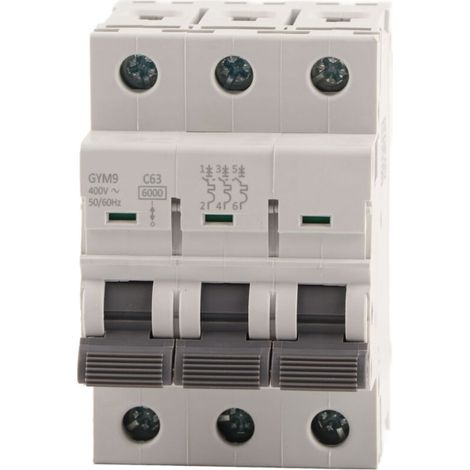 Eosnow GYM9-C65 Leitungsschutzschalter, 3-polig, 230/400 V AC, 50/60 Hz, Schutzart IP20, Fehlerstromschutz (1/4)