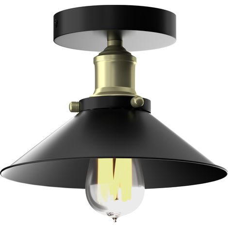Heilmetz Plafonnier Rétro Suspension Vintage Métal Abat-jour Éclairage industriel Décoration Noir de 1 Lampe