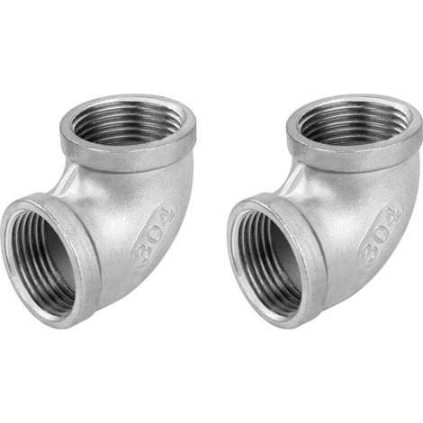 Raccord Coudé en Acier Inoxydable, 2 Pièces 1" Femelle à 1" Femelle Filetés Coude Acier Inoxydable 304 Raccord Tuyau 90 Degré, Connecteur de Plomberie pour Eau, Air, Huile (1/4)