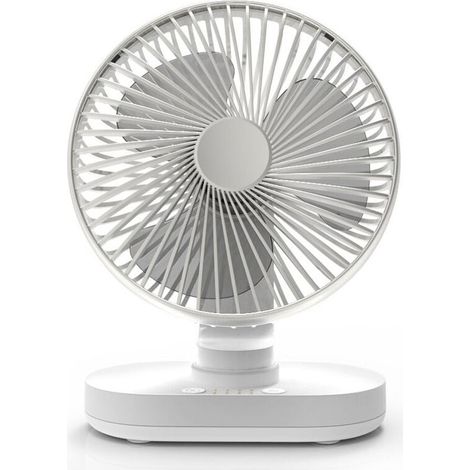 Ventilateur de Bureau, Auto Oscillant Ventilateur à Batterie Silencieux 16.5CM, 4 Vitesses Refroidissement de la Table, 4000 mAh USB Rechargeable Fonctionnement sur Batterie, Silber (1/5)