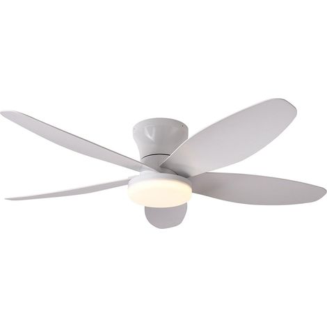 Ventilador de techo con luz y mando a distancia, brillo regulable, 6 velocidades (blanco). (1/5)