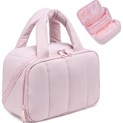 Trousse de maquillage voyage pour femme Légère, matelassée et rembourrée grande ouverture spacieuse (1/5)