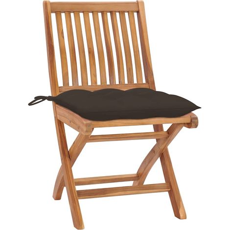 Maison Exclusive - Chaises pliantes avec coussins, 4 pièces, en teck massif (1/5)