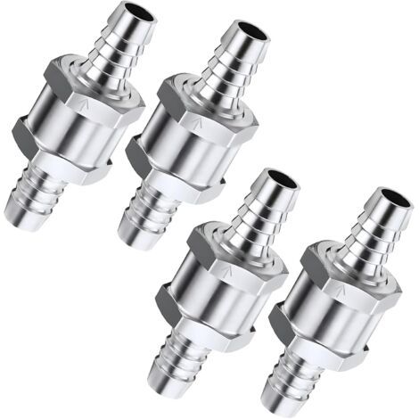 Clapets anti-retour unidirectionnels en alliage d'aluminium (4 pièces) (6, 8, 10, 12 mm) adaptés aux systèmes de tuyauterie basse pression, essence, diesel, huile et eau. (1/5)