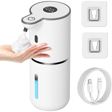 Automatic touchless liquid soap dispenser, USB rechargeable smart hand soap dispenser, 6 adjustable levels, 380ml capacity for bathroom, kitchen, and dish soap, foam (1/5)