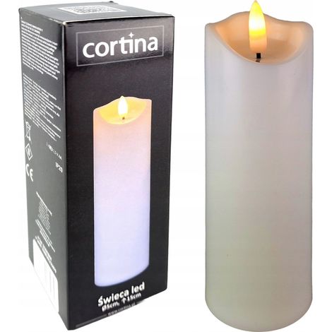 Inserto LED para velas Cortina. Llama de 15 cm. Efecto de llama blanca. Funciona con pilas.