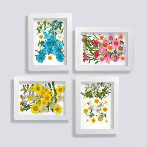 1 Set mit 36 DIY-Aufklebern aus rosa Trockenblumen, Blättern, Pflanzen, gepressten Blumen und handgefertigten Motiven für Handyhüllen und Nägel
