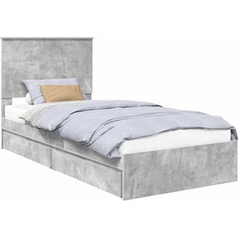 Maison Exclusive - Letto con Contenitore con testiera Grigio cemento 90 x 190 cm
