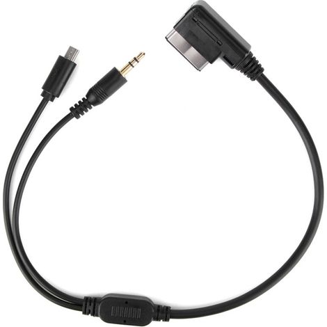 Cable conector de 3,5 mm, carga AUX, 12 cm, compatible con la interfaz AMI MMI-Crezuo de la clase S, SL y CLS de Mercedes-Benz.-Crezuo