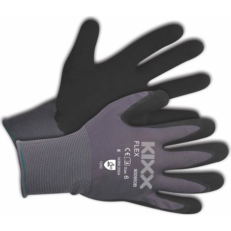 KIXX Flex Handschuhe für die Gartenarbeit - Grau/Schwarz - Größe 10