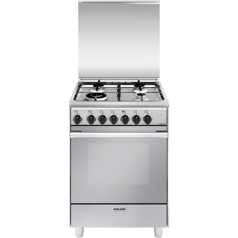 Glem Gas U664MI Cucina Acciaio Inox 4 Fornelli Gas Forno Elettrico 64L 60x60cm (1/3)