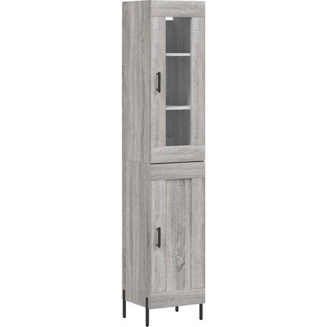 Buffet haut Meuble de rangement Sonoma gris 34,5x34x180 cm Bois d'ingénierie (1/5)