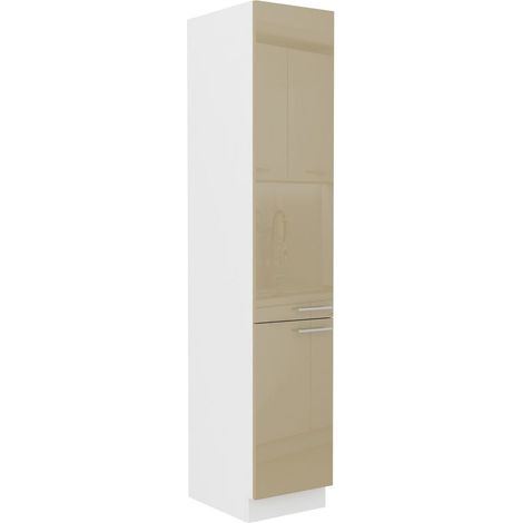 Küchen Hochschrank 40 Lara Cappuccino Hochglanz Küchenzeile Küchenblock Küche (1/5)