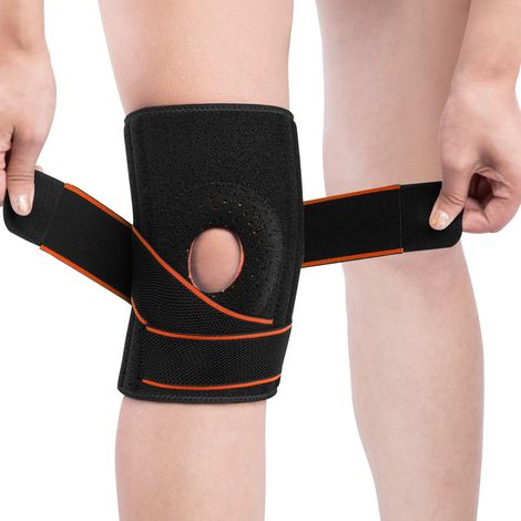 1 paquet de coussinets en gel à rotule ouverte avec stabilisateurs latéraux Support de genou réglable et respirant (1/5)