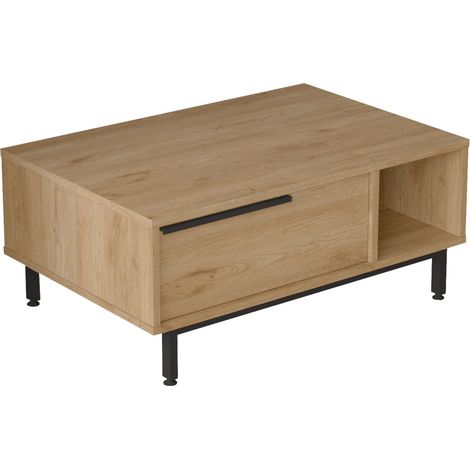 Mesa de centro/consola/auxiliar para salón 90 x 60 x 38 cm efecto roble negro 030010778