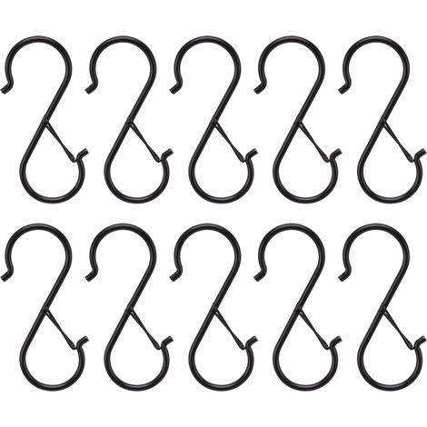 10 Crochets en Forme de S avec Fermeture de Sécurité pour Rangement Maison Cuisine Placard (1/5)