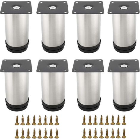 Ensemble de 8 pieds de meuble réglables, pieds réglables mA, pieds de meubles robustes en acier inoxydable, avec 32 vis, pieds réglables en acier inoxydable. (1/5)