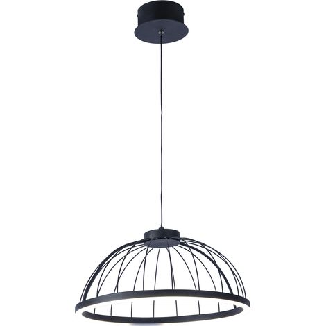 Forlight Cercle - Pendelleuchte LED 24W und 2880lm mit Neutralweiß 4000K. Durchmesser 39.5cm. Gehäuse aus Stahl, silikon. Farbe Schwarz, blanco opal