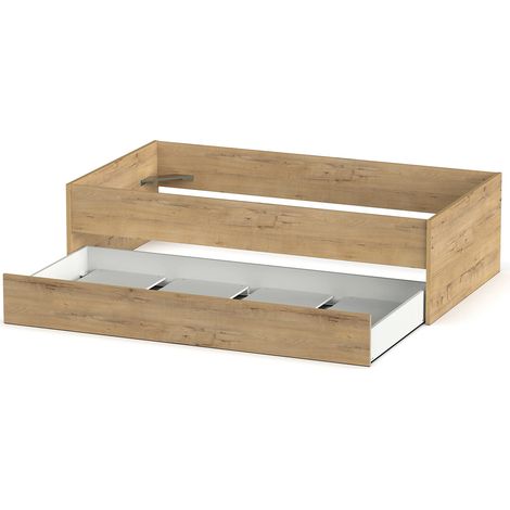Lit gigogne 2 lits 90x 190 cm coloris Chêne doré- Longueur 202 x Hauteur 54 x Profondeur 97 cm (1/3)