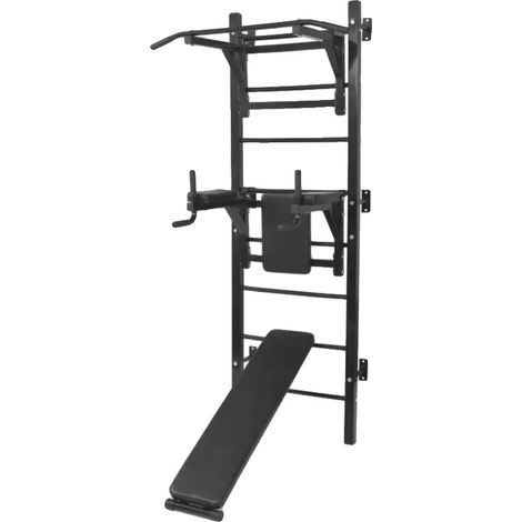 Power Tower, Wandmontiertes Design, Vielseitiges Krafttraining, Schwarz (1/2)
