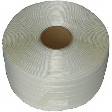 KALEMBAL Feuillard 19mm x 600m - Ultra résistant - Polyester Textile Fil à Fil - Blanc