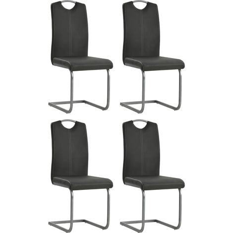 Juego de 4 sillas de cocina comedor de diseño moderno voladizas en sintético gris CDS021374