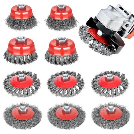Set mit 10 Drahtbürsten für 4 1/2"-Winkelschleifer