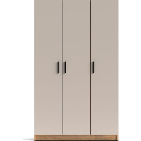 Pegane – Armoire multifonctionnelle 3 portes 4 étagères – Panneau mélaminé beige/chêne – Dimensions 108x180x34,4 cm – Capacité 35 kg