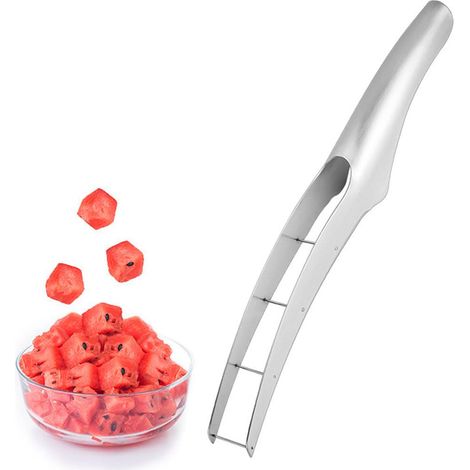 Affettatrice per anguria, forchetta per anguria in acciaio inox, affettatrice portatile per anguria con manico ergonomico per uso in cucina