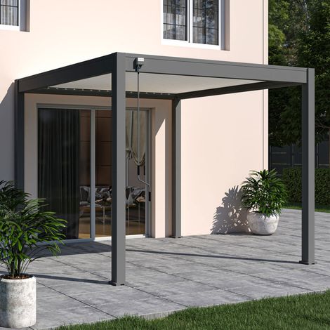 Pergola bioclimatique Ombréa VS autoportante 3x3M - Anthracite et Blanc