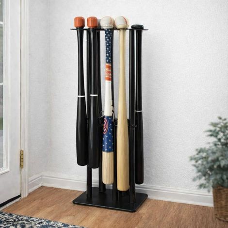 Baseball Bat Rack, Holds 8 Bats and 5 Balls, Freestanding Baseball Bat Holder for Garage, House and Canoe, Baseball Bat Storage Rack in (1/5)