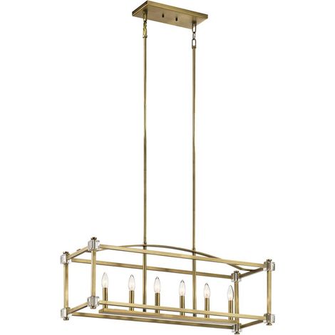 Lampada a sospensione lampada da soffitto lampada a sospensione acciaio cristalli ottone L 91.4 cm (1/5)