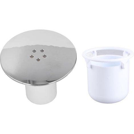 Easy Clean Chrome Plastic Shower Waste Cover with White Cup for Bathroom (1/5)