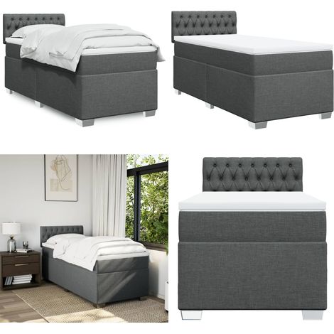 Boxspringbett mit Matratze Dunkelgrau 90x190 cm Stoff - Boxspringbett - Doppelbett - Bettsystem - Schlafsofa - Lattenrost - Home & Living (1/5)