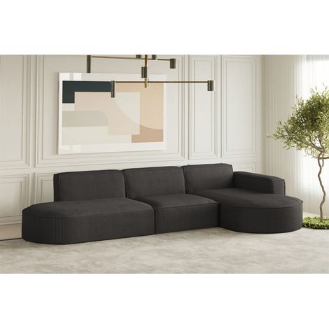 Ecksofa Designersofa PALMA in Stoff Scala Anthrazit Ottomane Rechts (1/3)