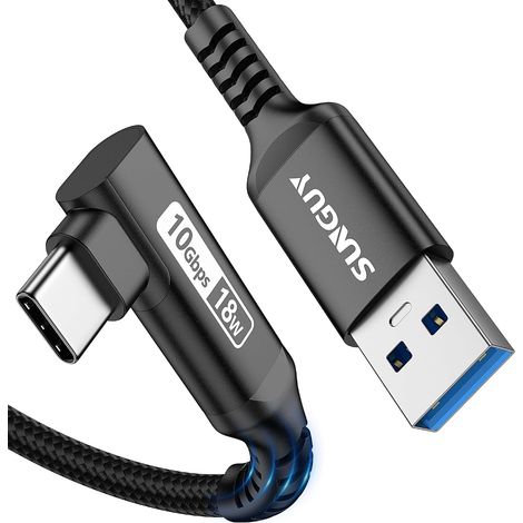 Câble USB C 90 Coudé, 1.5M 10Gbps USB 3.1 Gen 2 Câble USB vers USB C, Type C Charge Rapide Compatible avec Android Auto, Galaxy S22, SSD, Huawei P30/P20, Xiaomi-Noir (1/5)