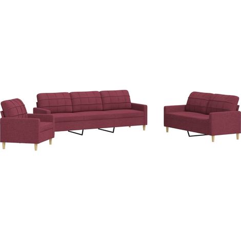 Maison Exclusive - Set di Divani 3 pz Rosso Vino in Tessuto