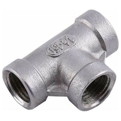 Raccord de Tuyau Raccord Rapide 3 Voies Raccord en T en Acier Inoxydable 1/4'' NPT Raccords de Tuyauterie,2pcs(DN8) (1/5)