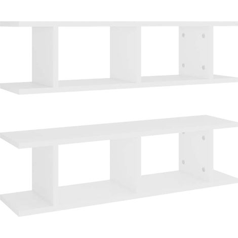 Maison Exclusive - Wandregale 2 Stk. Weiß 75x18x20 cm Holzwerksto (1/5)